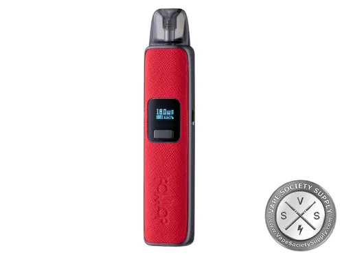 dotMod dotPod Pro in Red: red textured leather with the screen and button