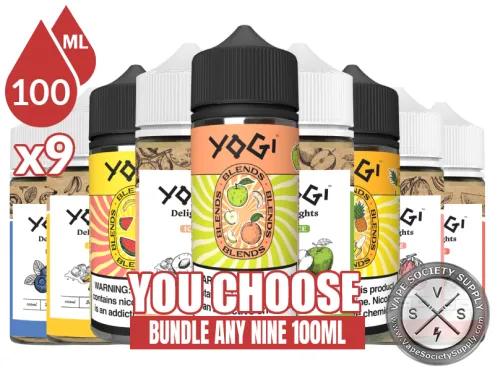 YOGI E-Juice Bundle 9x100ml (900ml): 9 bottles with a You Choose banner