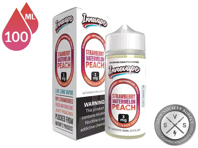Strawberry Watermelon Peach Innevape 100ml bottle and box