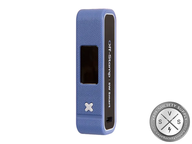 Off-Stamp SW Battery Blue, front view, screen off