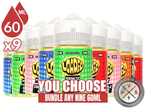 Loaded PODSALTZ Bundle 9x60ml (540ml): 9 bottles with a You Choose banner