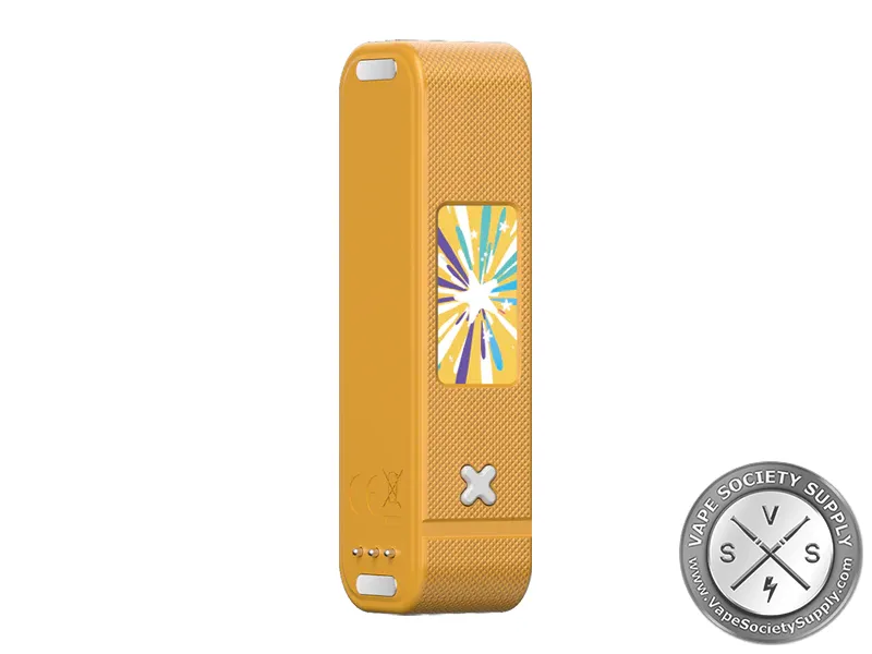 Off-Stamp SW Battery Yellow, front view, screen on