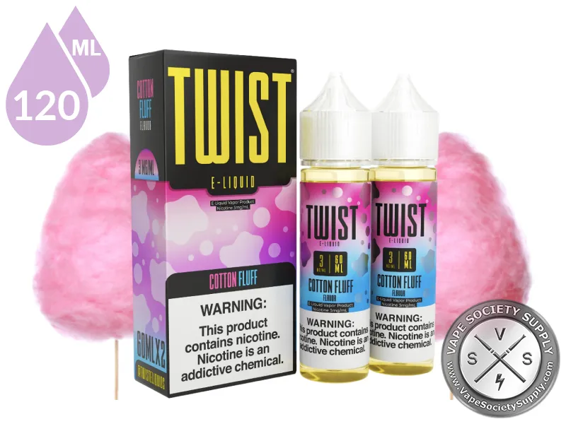 Cotton Fluff by Twist 120ml bottles and box with pink cotton candy