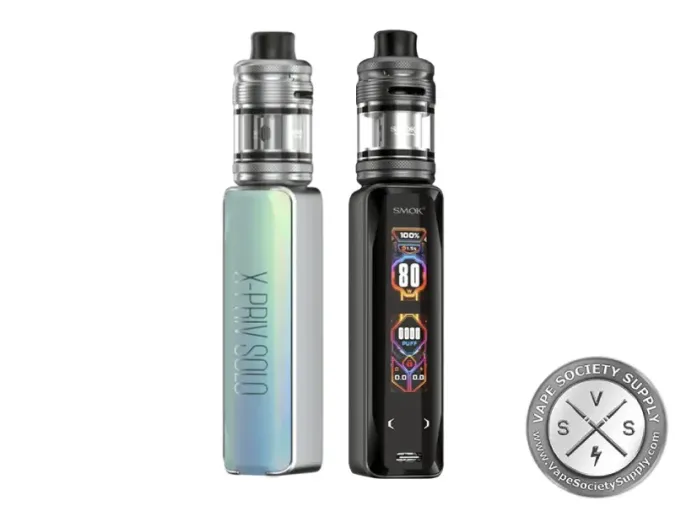 SMOK X-Priv Solo kit in Pale Blue with a TF-D tank, back and front