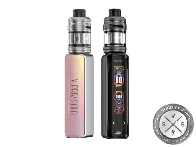 SMOK X-Priv Solo kit in Pink with a TF-D tank, back and front