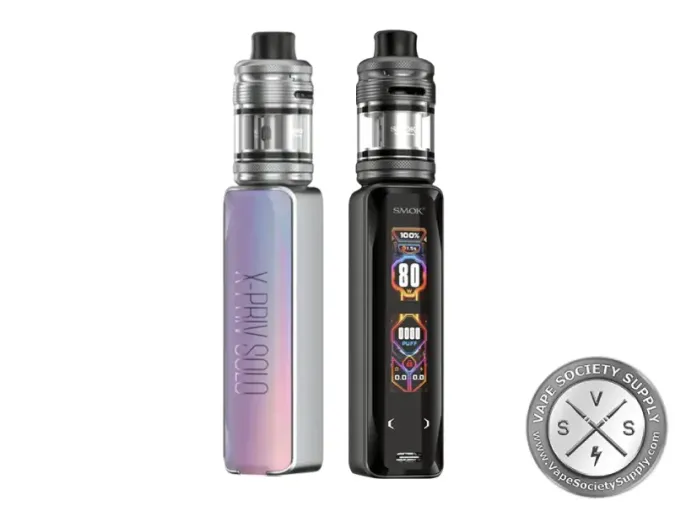 SMOK X-Priv Solo kit in Purple with a TF-D tank, back and front