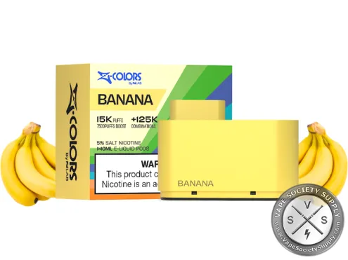 ZColors Banana pod in yellow, with its box, next to bananas