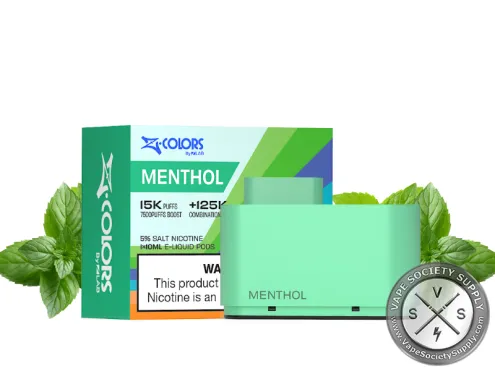 ZColors Menthol pod in mint green, with its box, next to mint leaves