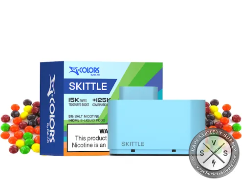 ZColors Rainbow Rain pod in light blue, with its box, next to colorful fruit candies