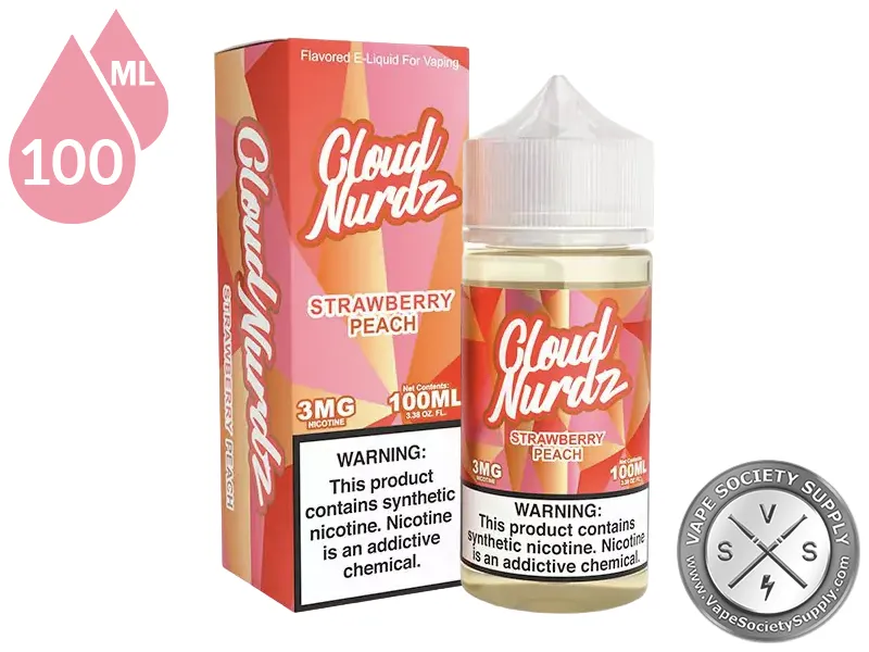 Strawberry Peach by Cloud Nurdz 100ml bottle and box