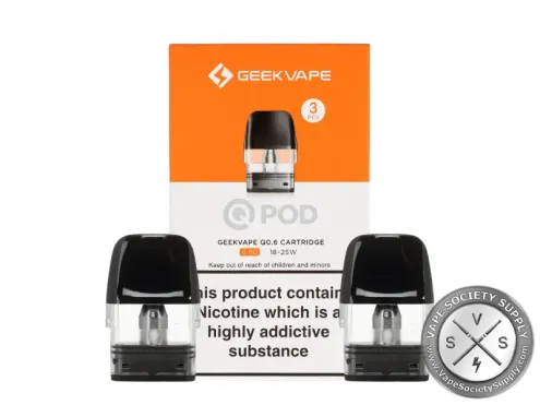 Geekvape Q Pod box of 3, Q0.6 cartridge, 0.6Ω 18-25W, with two pods in front