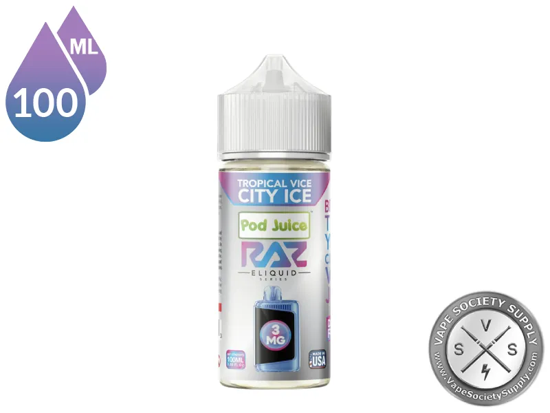 Tropical Vice City Ice Pod Juice x RAZ 100ml bottle