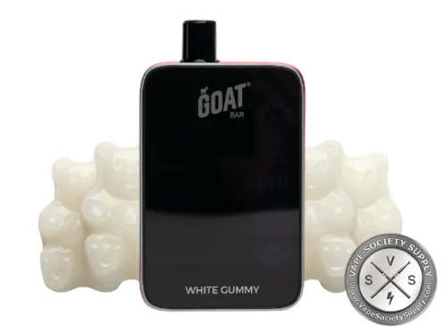 GOAT Bar 25K White Gummy disposable vape with white gummy bears