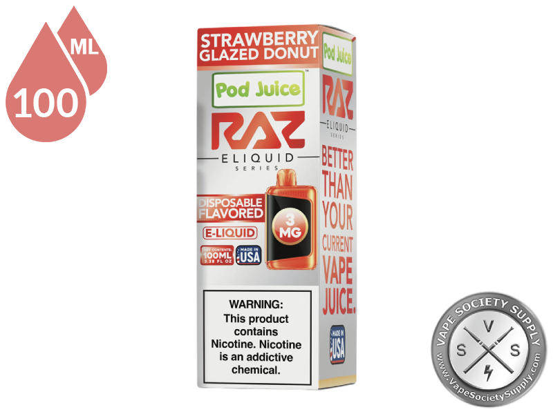 Strawberry Glazed Donut Pod Juice x RAZ 100ml box