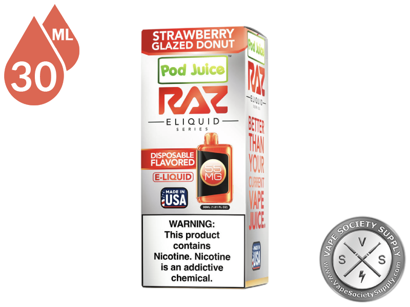 Strawberry Glazed Donut Pod Juice x RAZ Salt 30ml box