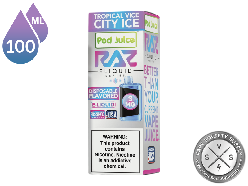 Tropical Vice City Ice Pod Juice x RAZ 100ml box