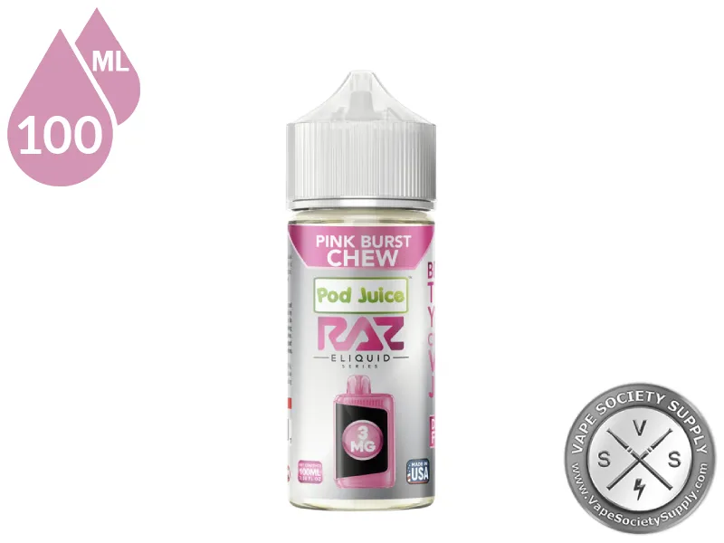 Pink Burst Chew Pod Juice x RAZ 100ml bottle