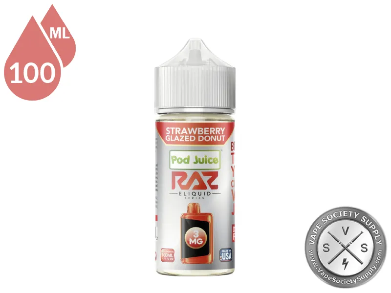Strawberry Glazed Donut Pod Juice x RAZ 100ml bottle