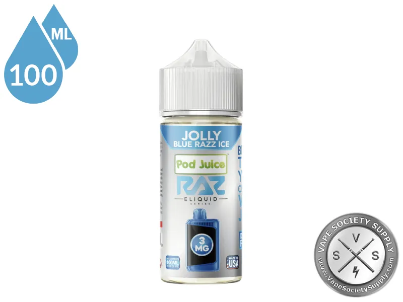 Jolly Blue Razz Ice Pod Juice x RAZ 100ml bottle