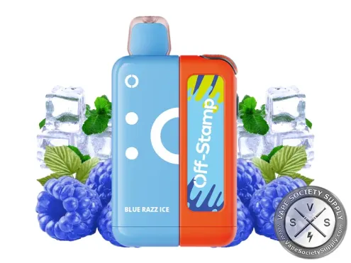 Off-Stamp X-Cube 25K Kit Blue Razz Ice with blue raspberries, ice cubes and mint leaves