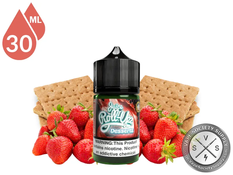 Strawberry Graham by Juice Roll Upz Dessertz Salts 30ml bottle with graham crackers and strawberries