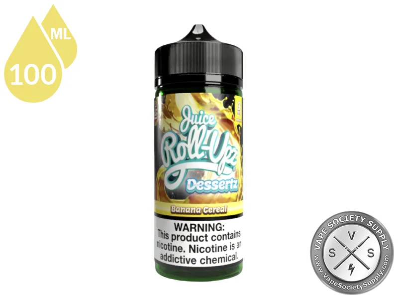 Banana Cereal by Juice Roll Upz Dessertz 100ml bottle, front label