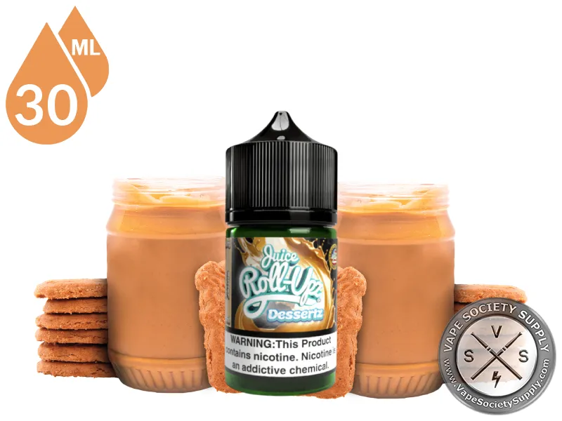Butter Cookie by Juice Roll Upz Dessertz Salts 30ml bottle with butter cookies and jars of cookie butter