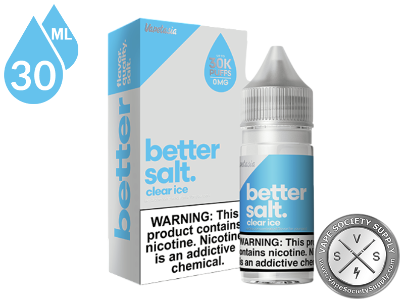 Clear Ice Better Salt 30ml bottle in front of its box