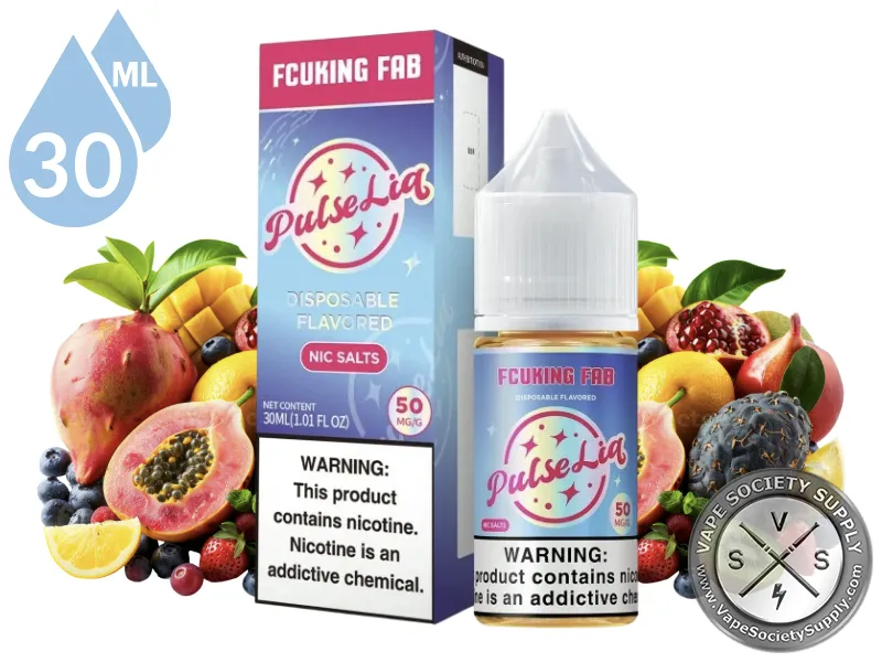 Fcuking Fab by Pulse Liq Salts 30ml bottle and box with mixed tropical fruit and berries