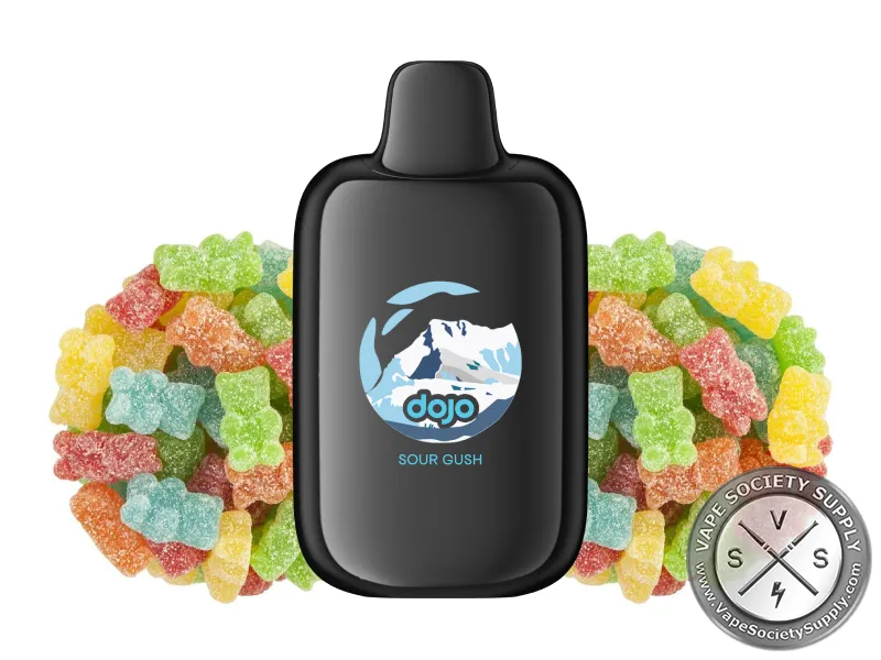 Vaporesso DOJO iMate X Sour Gush pod in black, next to sour gummy candies