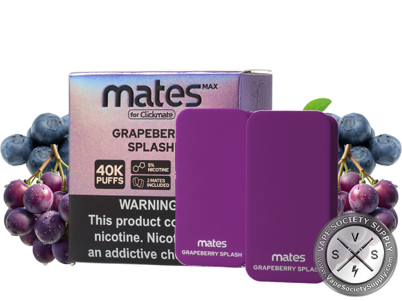 7 Daze Mates MAX 40K Grapeberry Splash pods and box with grapes and blueberries