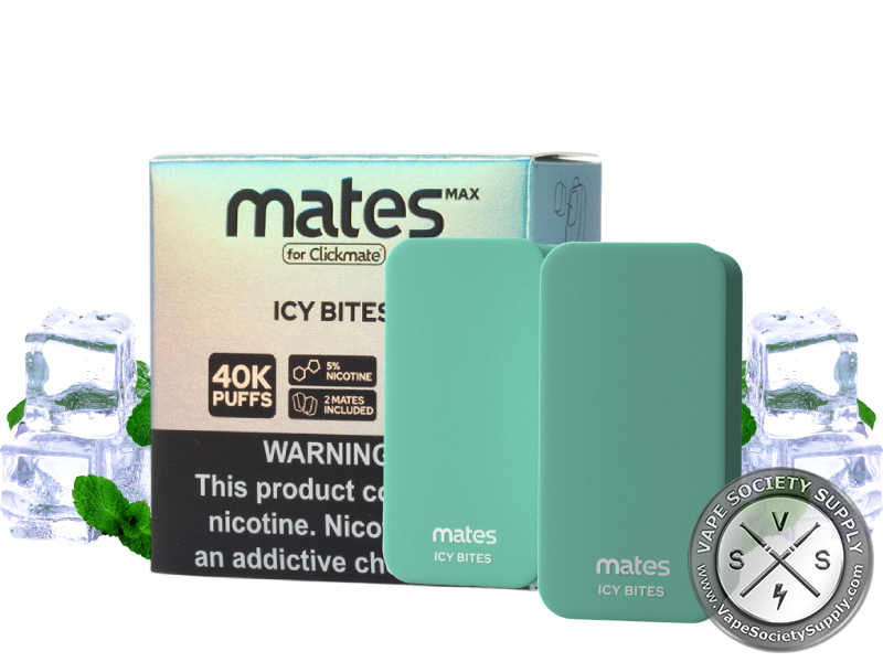 7 Daze Mates MAX 40K Icy Bites pods and box with ice cubes and mint