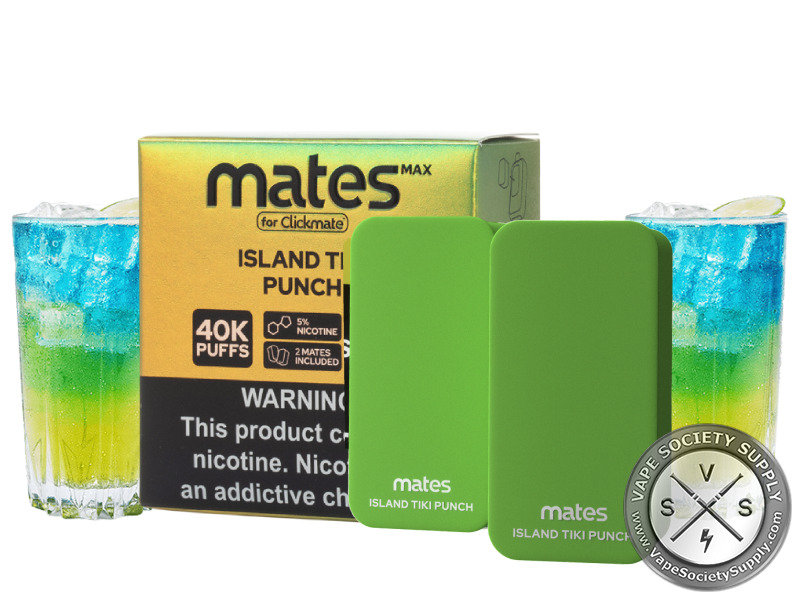 7 Daze Mates MAX 40K Island Tiki Punch pods and box with tropical drinks