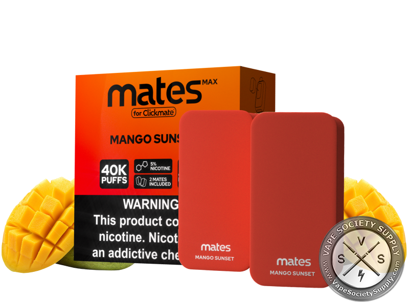 7 Daze Mates MAX 40K Mango Sunset pods and box with mangoes