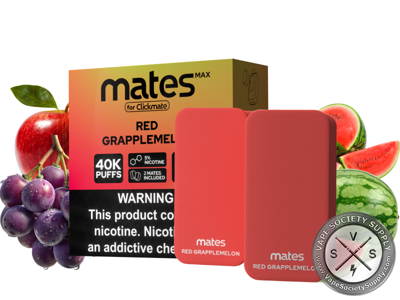 7 Daze Mates MAX 40K Red Grapplemelon pods and box with a red apple, grapes and watermelon