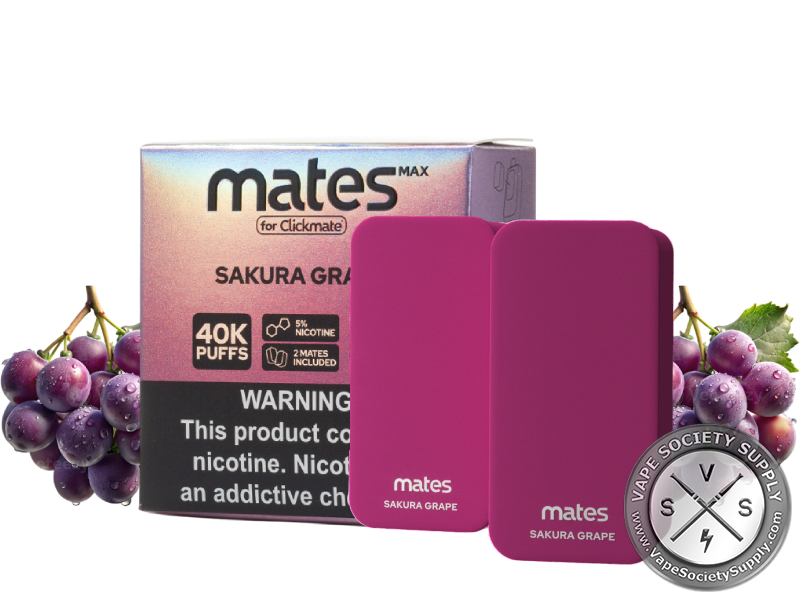7 Daze Mates MAX 40K Sakura Grape pods and box with purple grapes