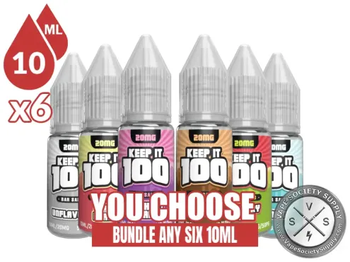 Keep It 100 Bar Salt Bundle 6x10ml (60ml): 6 bottles with a You Choose banner