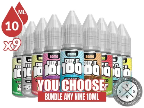 Keep It 100 Bar Salt Bundle 9x10ml (90ml): 9 bottles with a You Choose banner