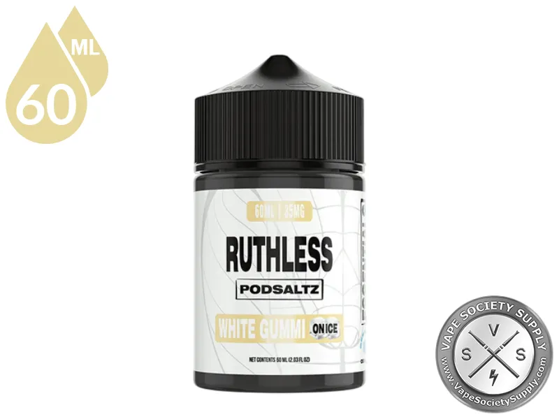 White Gummi On Ice Ruthless Essentials Pod Salt 60ml bottle