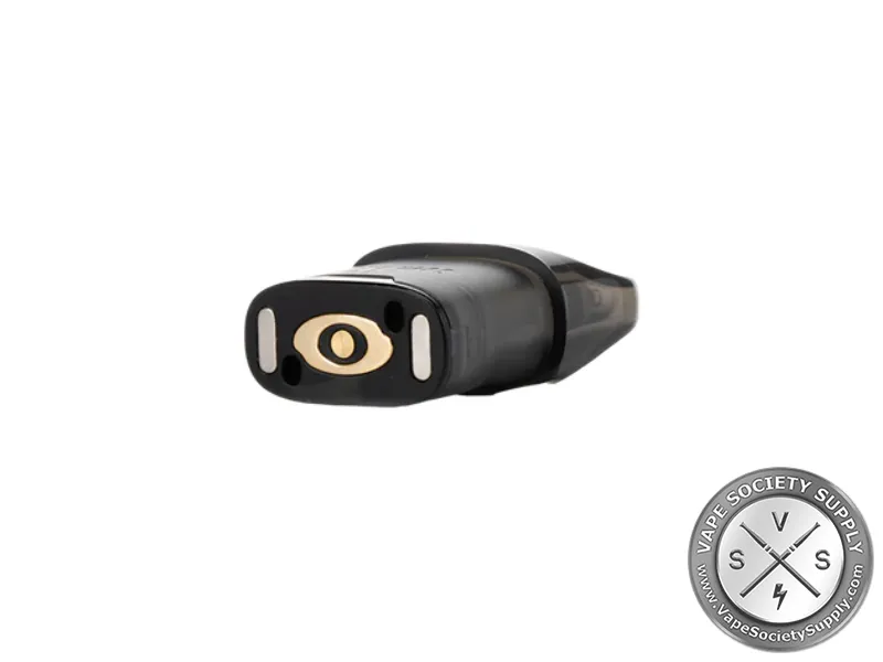 Base of a Lost Vape URSA pod, with its gold center contact and two metal plates
