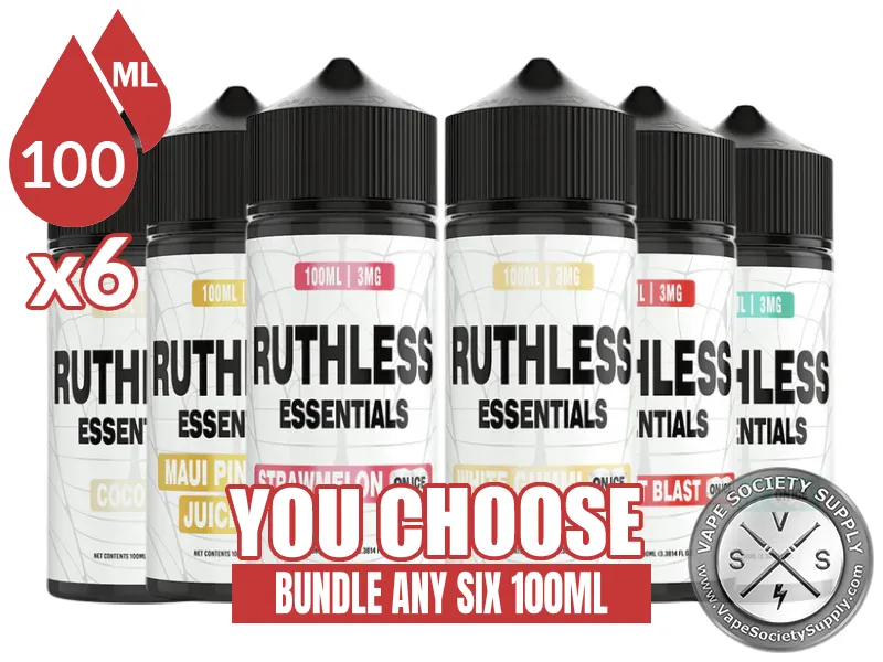 Ruthless Essentials Bundle 6x100ml (600ml): 6 bottles with a You Choose banner