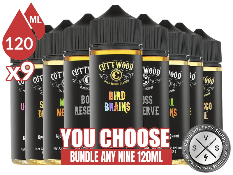 Cuttwood Bundle 9x120ml (1080ml): 9 bottles with a You Choose banner