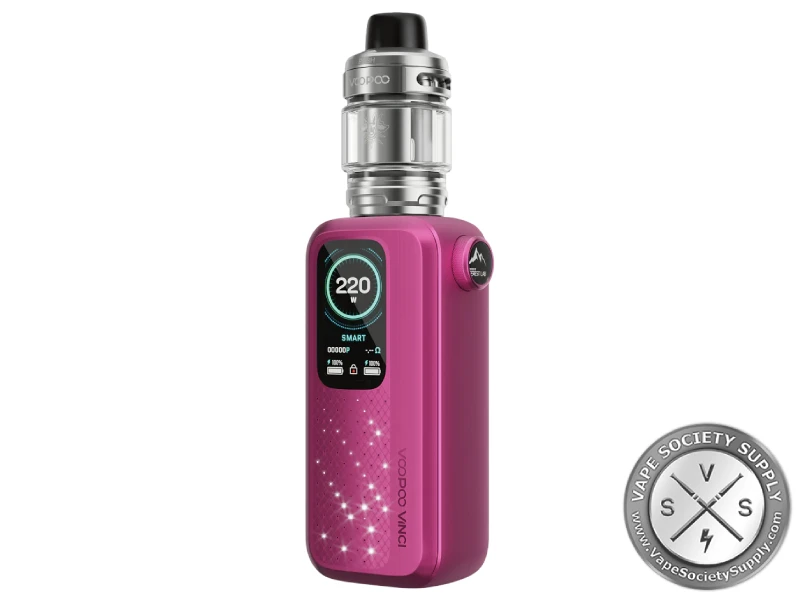 Voopoo VINCI Spark 220 kit in rose red with a UFORCE-X tank