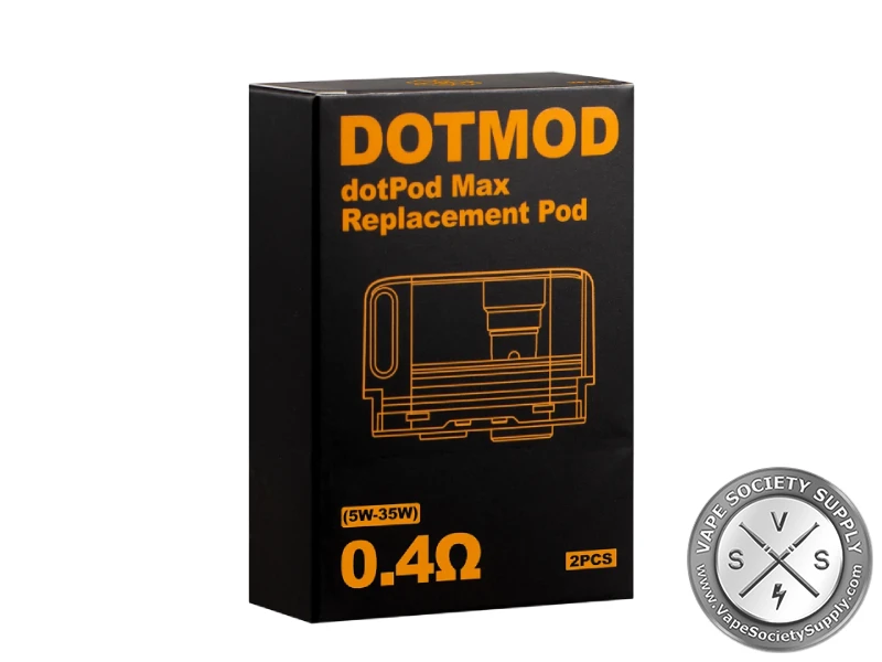 dotmod dotPod Max Replacement Pod box printed 0.4Ω and 5W to 35W