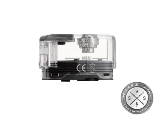 dotPod Max Tank in Clear: a clear reservoir with a MIN fill line