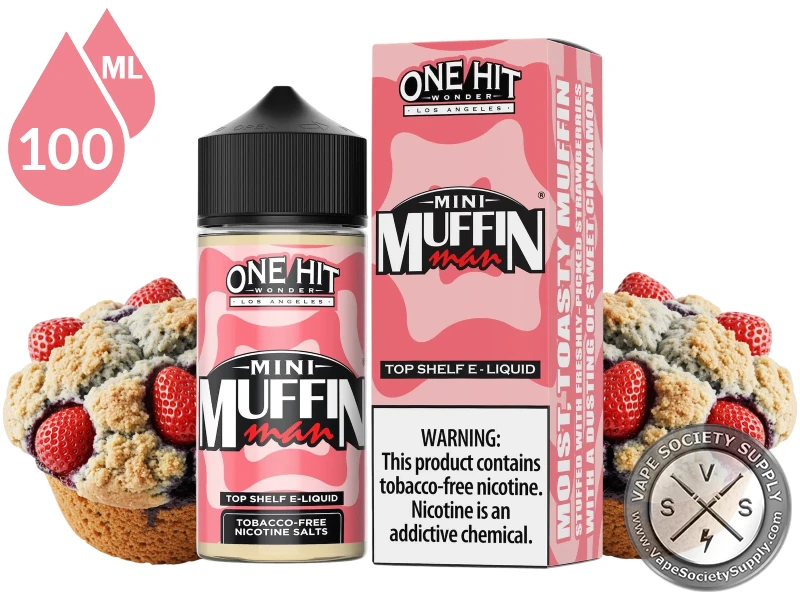 Mini Muffin Man by One Hit Wonder 100ml bottle and box with strawberry muffins