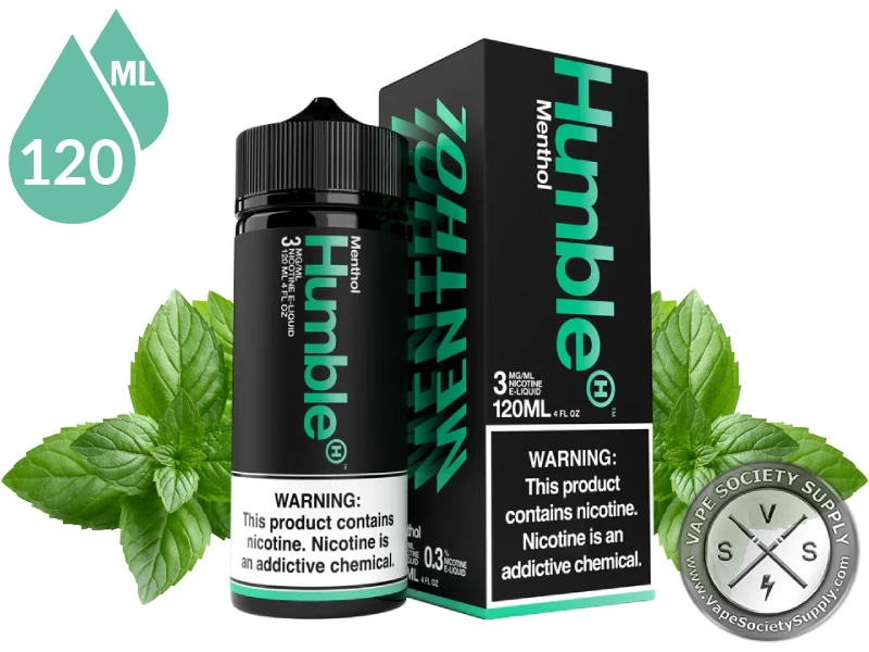 Menthol by Humble Juice 120ml bottle and box with mint leaves