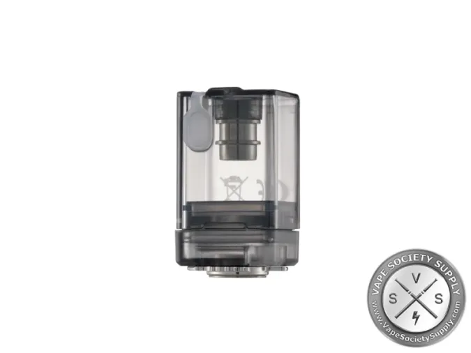 dotAIO V4 tank in Smoke: a smoky grey reservoir with the silicone fill plug