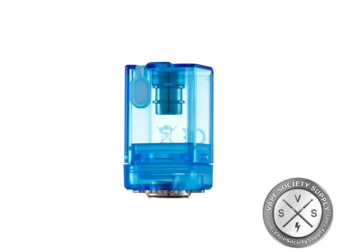 dotAIO V4 tank in Blue: a translucent blue reservoir with the silicone fill plug