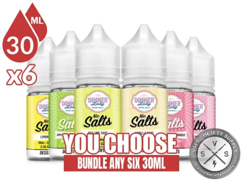 Dinner Lady Salts Bundle 6x30ml (180ml): 6 bottles with a You Choose banner